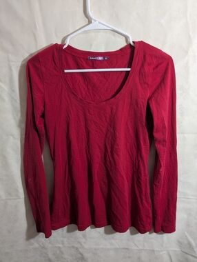 Slim Fit Flattering Basic Red Long Sleeved Top